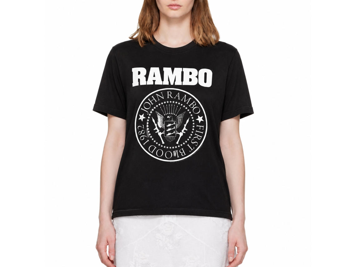 Rockinstone Rambo Movie Rambones Black Adult T-shirt Size:xxxl