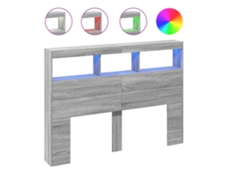 Headboard Cabinet, Headboard Cabinets Vidaxl Cinzeto Madeira Processada (140 X 17 X 102 Cm)