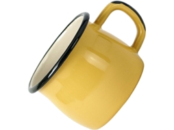 Caneca Retrô De Esmalte Amarelo, De Café Prática E Versátil