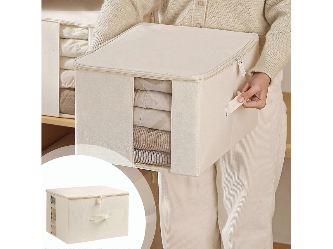 Caixa De Arrumação Em Algodão E Linho, Transparente, Com Janela, Lavável E Dobrável, Com Fundo Em Plástico Flye242894 Olysi Shop