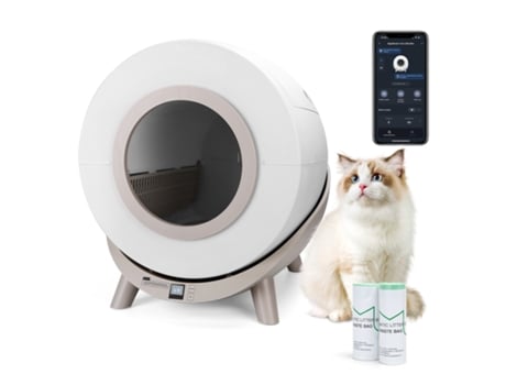 Caixa De Areia Automática Para Gato Com Controle De Aplicativo 80l Grande Nobleza Inclui 2 Rolos De Bolsas De Lixo Nobleze