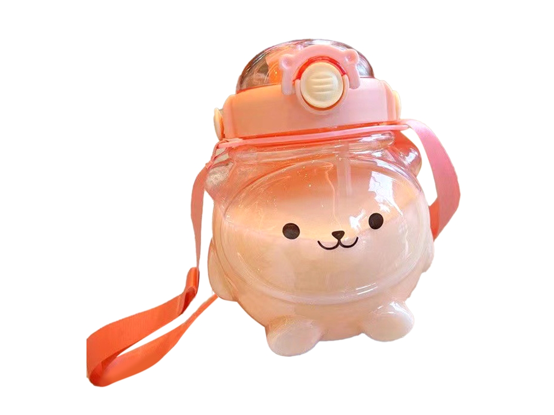 Garrafa Plástica Panda 1000ml Rosa Sakura com Caneta