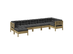 Maison Exclusive - 7 Pcs Conjunto Sofás De Jardim C/ Almofadões Pinho Impregnado
