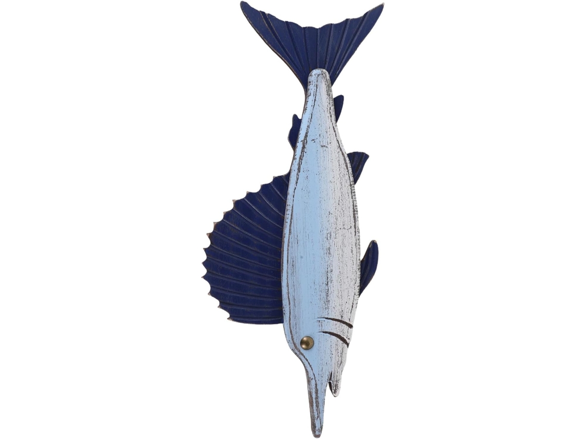 Escultura de Parede Leve em Formato Peixe Mediterrâneo, 43x17, 5cm, para Sala Estar e Banheiro, CHABERLU