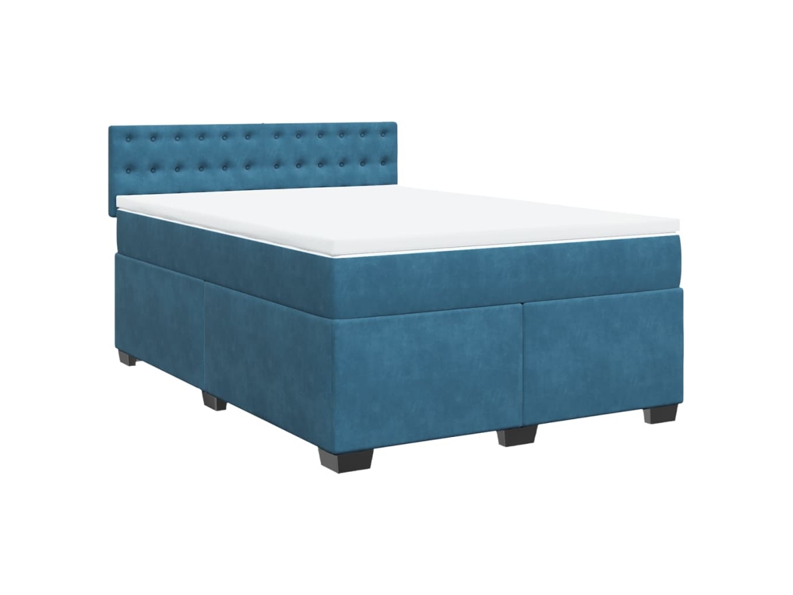 Cama com Molas/colchão 140x190 Cm Veludo Azul escuro MAISON EXCLUSIVE