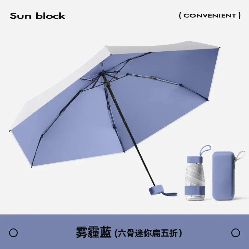 Guarda-chuva De Bolso Feminino Mini Com Proteção Uv (azul Smog Iron), Proteção Solar Upf50+, Estilo Cápsula.
