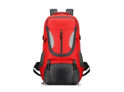 Mochila Unissex De 60 Litros Para Caminhadas E Camping, Confortável, Ajustável E Impermeável, Com Bolsos Laterais Em Tela. Vermelha.