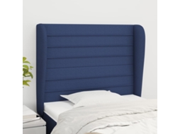 Vidaxl Cabeceira De Cama C/ Abas Tecido 103x23x118/128 Cm Azul