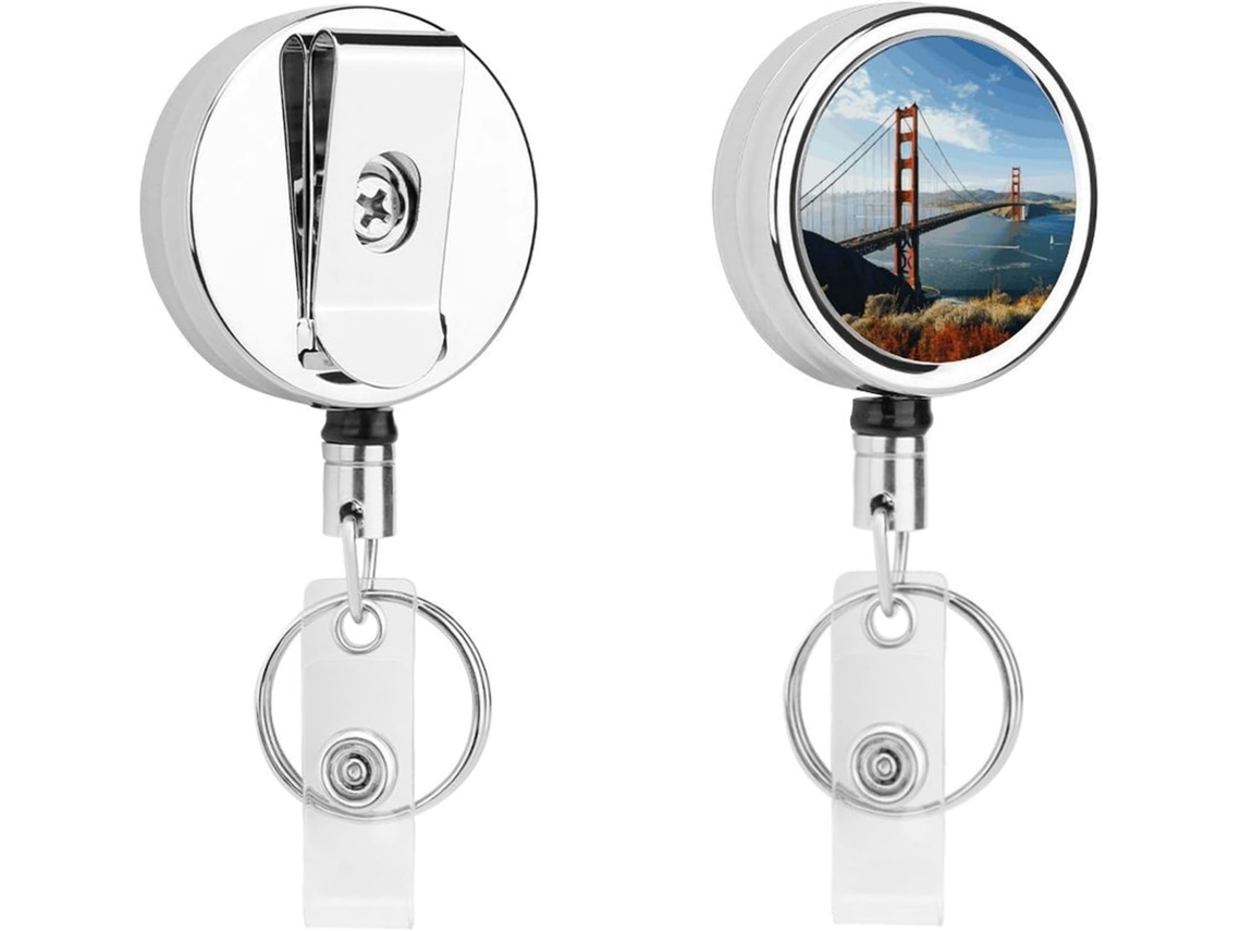 Porta Crachá Retrátil De Metal Com Clipe A Ponte Golden Gate De São Francisco, Portátil, Em Nylon, Com Cordão De