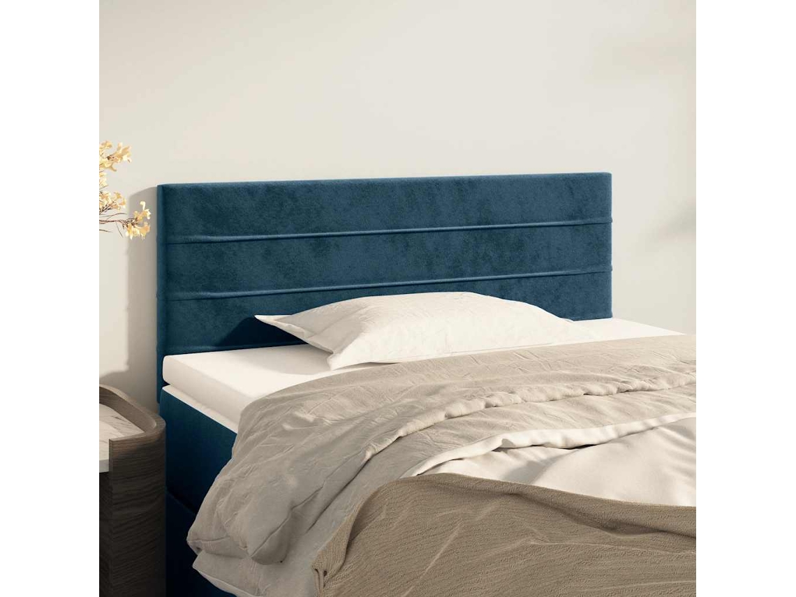 Vidaxl Cabeceira De Cama Veludo 90x5x78/88 Cm Azul-escuro