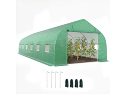 Estufa de Jardim em Pe e Túnel de Aço 8x3x2m com Porta e Janelas Enroláveis. Verde Ge