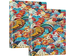 Pasta De Argolas Art Chicken Doodle 1 2 Polegada Com 3 E Bolsos Internos, Pacote Com 200 Folhas Sortidas 1 2