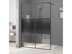 Vidaxl Divisória De Chuveiro 140x195 Cm Vidro Transparente Esg Preto