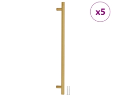 Conjunto 5 Puxadores para móveis VIDAXL aço inoxidável dourado (480 mm)