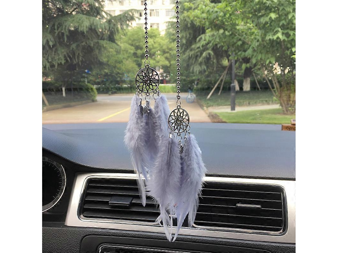 Pingente para espelho retrovisor de carro, Feather Dream Net - Cinza