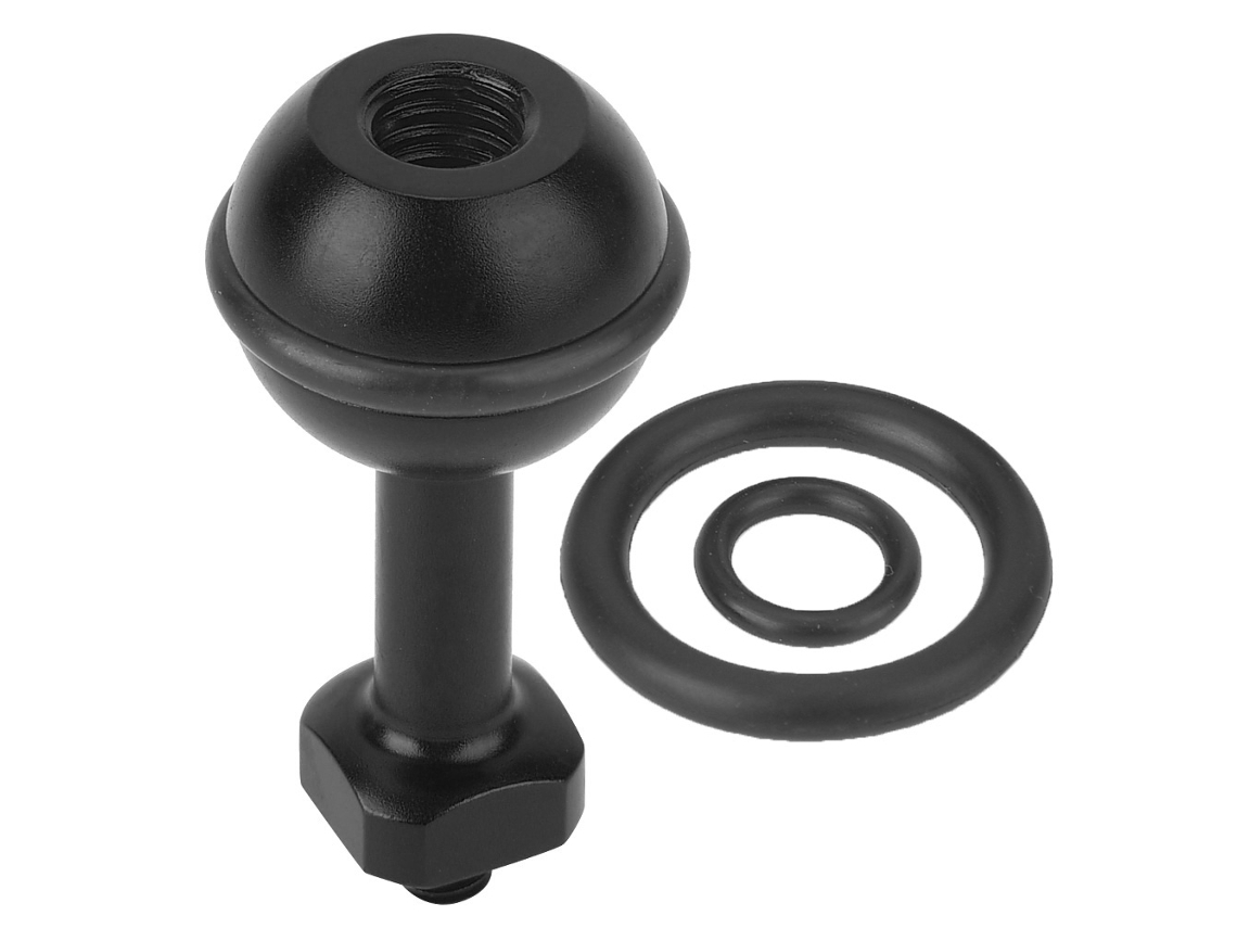 Suporte de cabeça esférica para câmera de ação, suporte para luz subaquática com parafuso de 1/4 de polegada (preto)