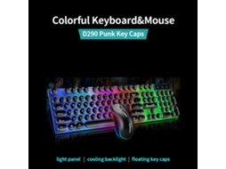 Combo De Teclado Com Iluminação E Mouse Com Fio D290 De 104 Teclas Para Laptop/pc
