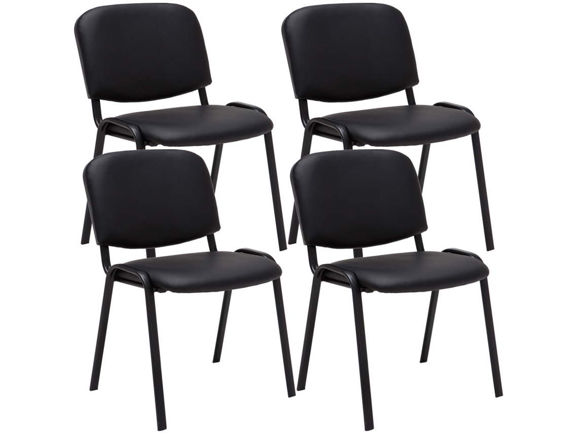 Conjunto De 4 Cadeiras De Visita Ken Em Imitação De Pele Preto Clp