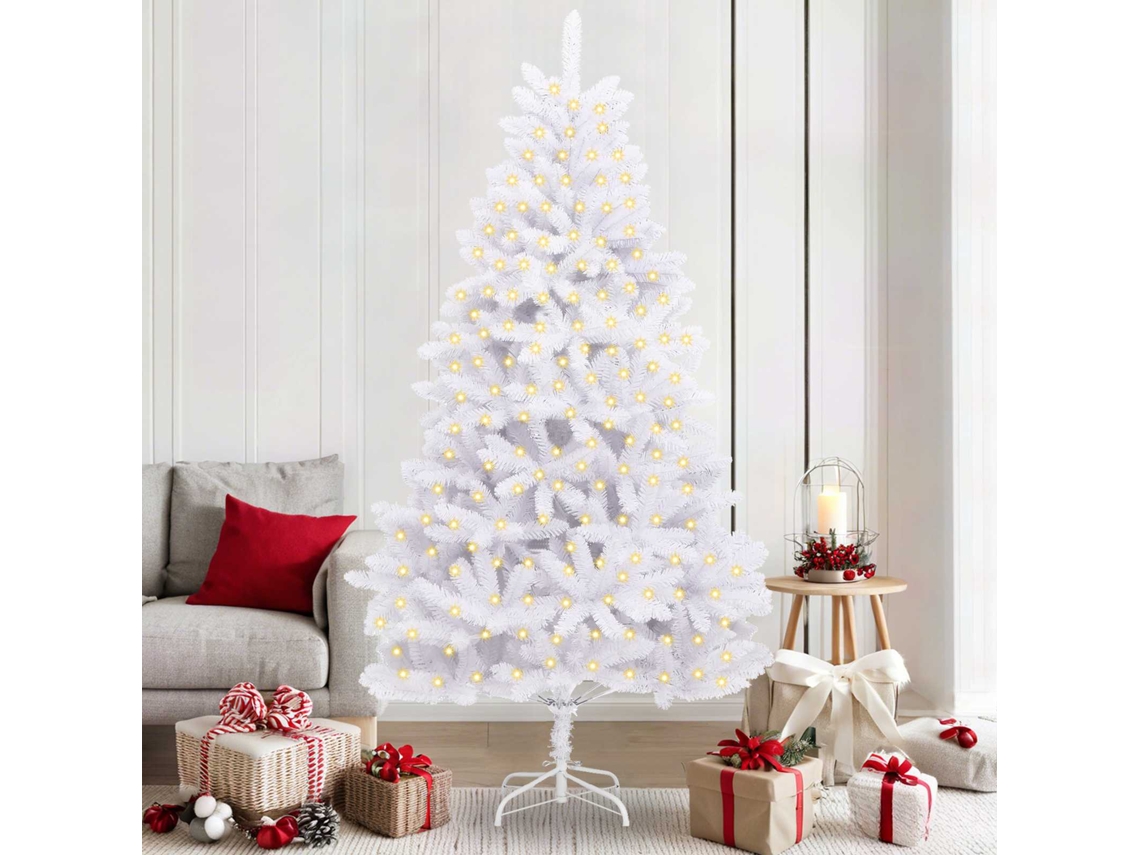 Vidaxl Árvore De Natal Artificial 300 Led Pvc E Aço Branco