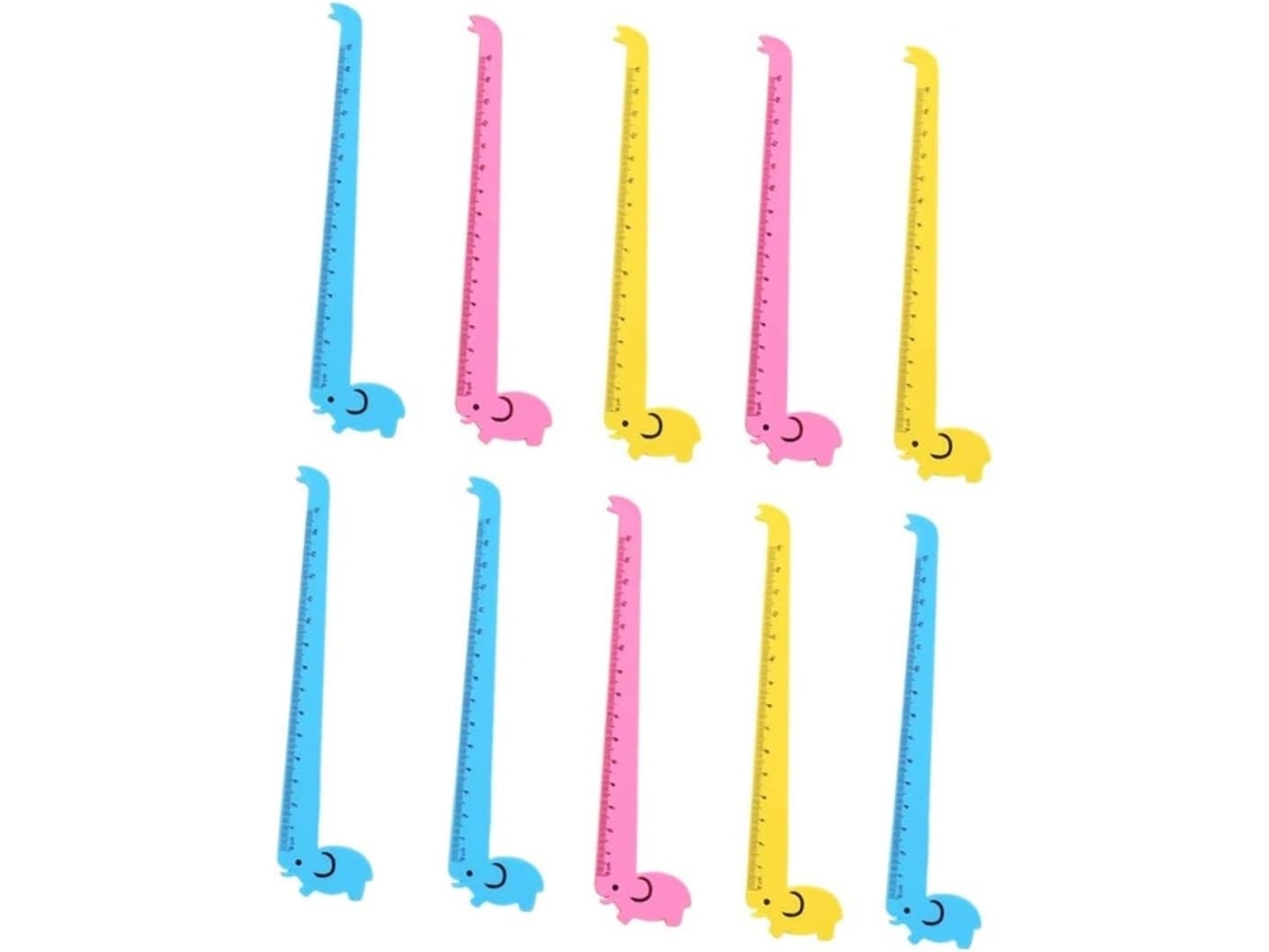 Nuobesty Conjunto De 10 Peças Formas Plásticas 15cm Com Desenhos Animados Para Estudantes, Acessório De Papelaria