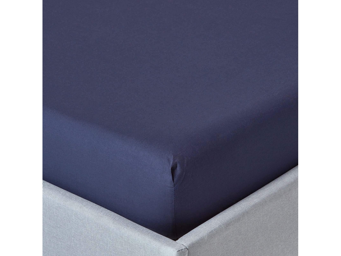 Homescapes Navy Blue Egyptian Cotton Fitted Sheet 200 Tc, 180 X 200 Cm