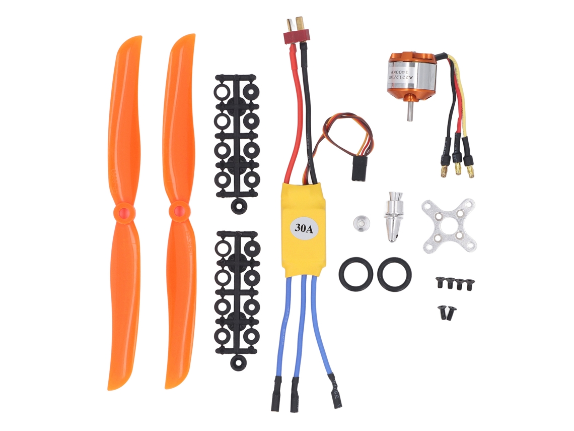 Motor brushless A2212 1400kv com ESC 30A e hélice 8060 para avião e quadricóptero RC