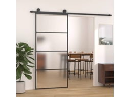 Vidaxl Porta Deslizante Vidro Esg Fosco E Alumínio 90x205 Cm Preto