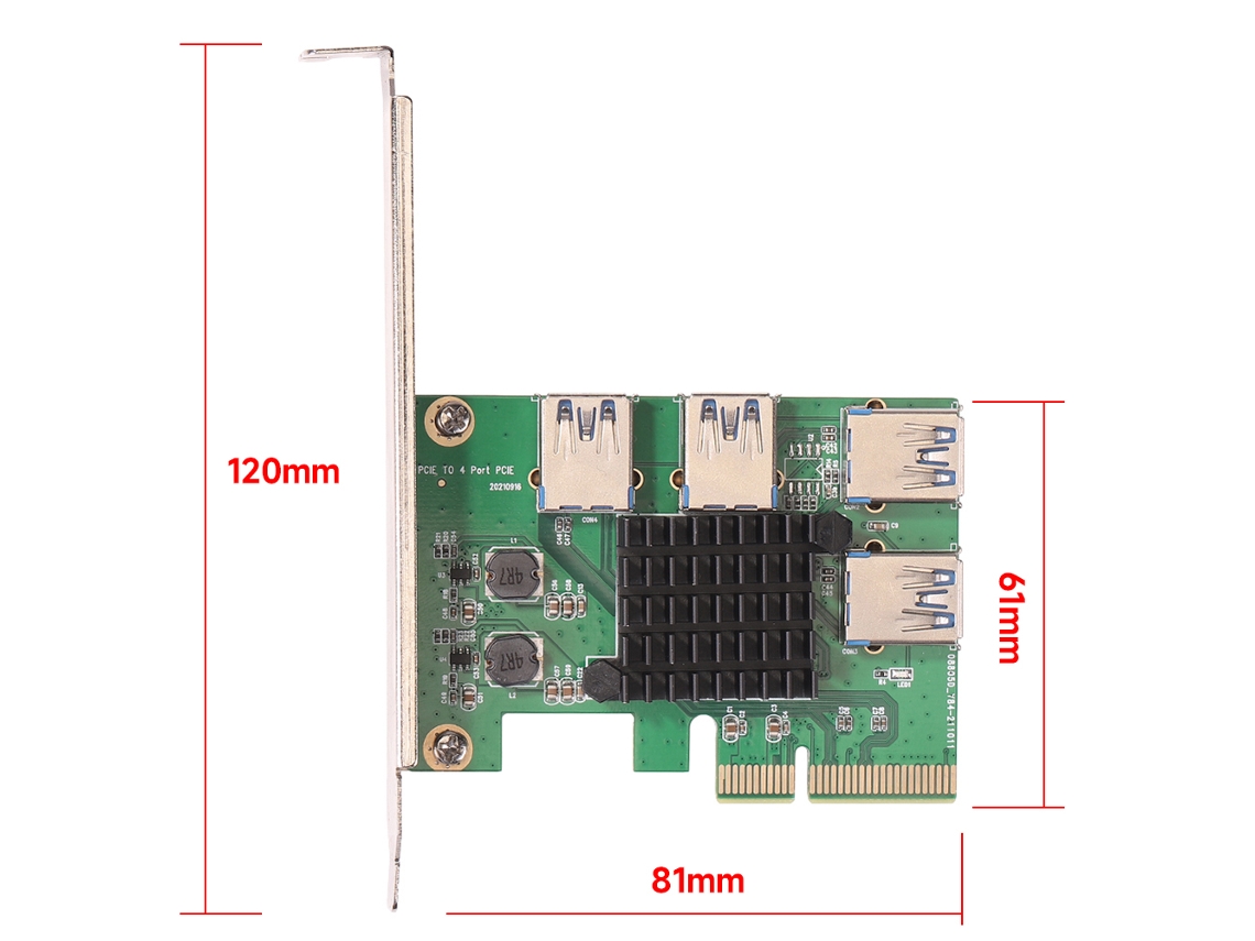Placa Adaptadora De Placa De Vídeo Pci-e X4 Para Usb3.0 Com 4 Interfaces Usb3.0