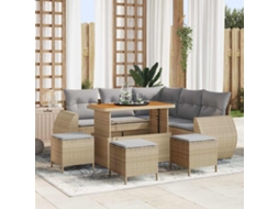 Vidaxl Conjunto De Sofá De Jardim 9 Pcs Bege E Cinza Claro Vime Pe