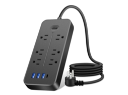 Rgua De Energia Com Proteo Contra Surtos, Cabo De Extenso De 1,2 M, 6 Tomadas, 3 Portas Usb E 1 Porta Usb C De 1700 Joules . Olysi Shop (branca)