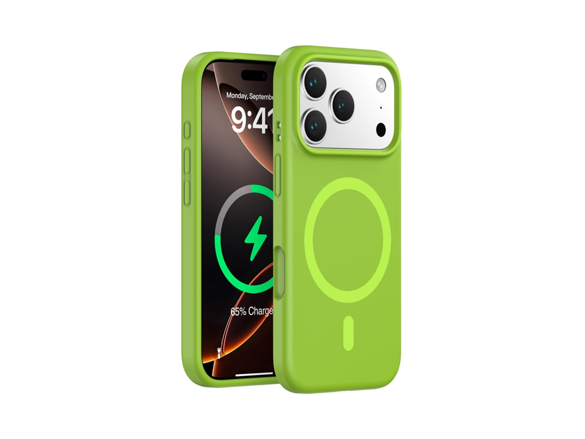 (verde-amarelo, Iphone 17) Capa Magnética Resistente Para Iphone, Em Silicone Líquido De Cor Sólida, Com Design Simples.