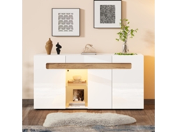 Aparador Branco 140x40x70cm, Led, App, Vidro.-xm