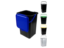 Cubo De Reciclaje De Plástico 45l Con Asa Y Tapadera | Ideal Para Hogar Y Separación De Residuos Azul 45 L