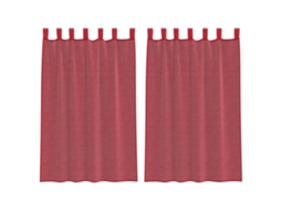 Cortinas de Voile com Laços 2 Pcs Vermelho Tinto 140x175 Cm MAISON EXCLUSIVE