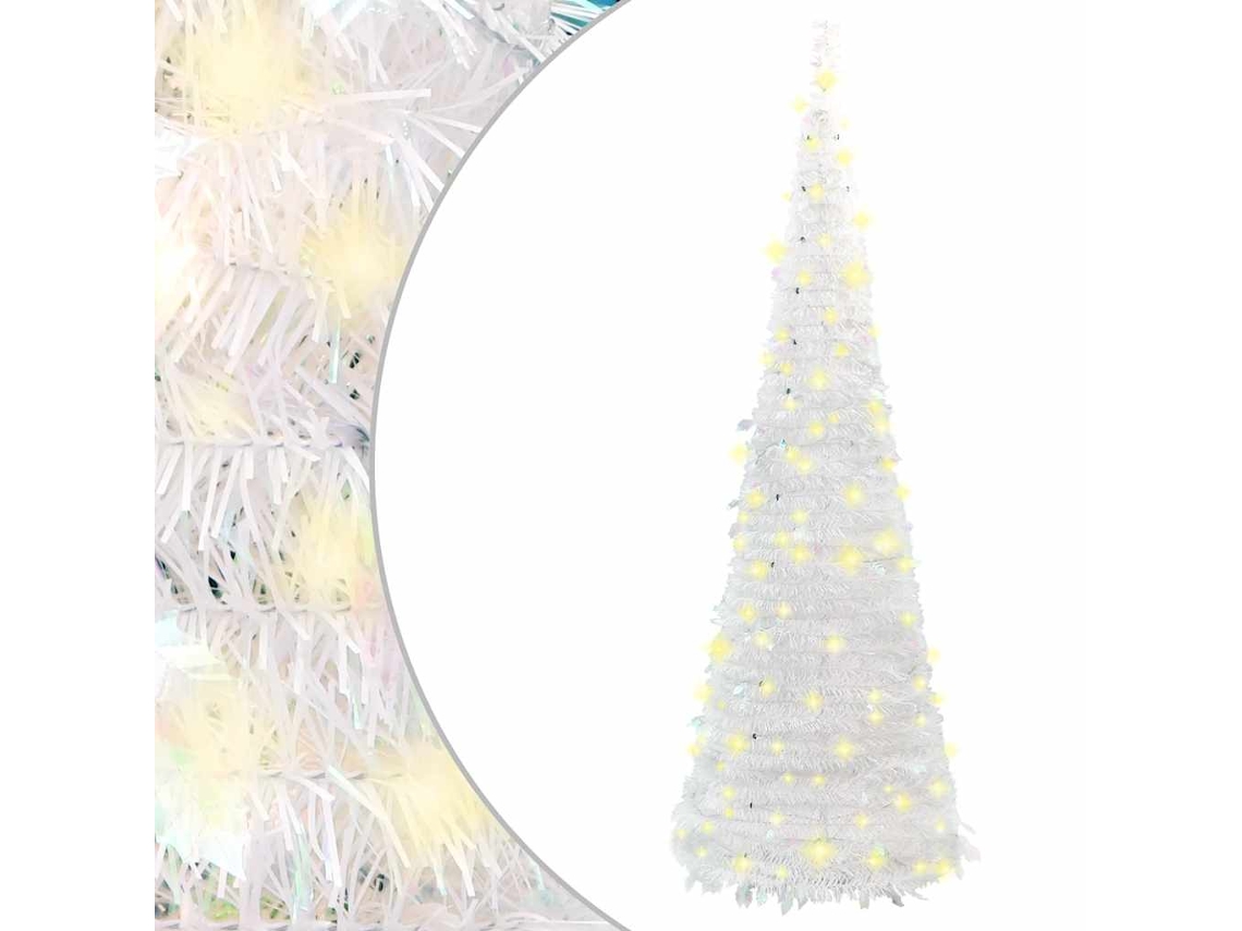 Vidaxl Árvore De Natal Artificial Pop-up C/ 50 Luzes Led 120 Cm Branco