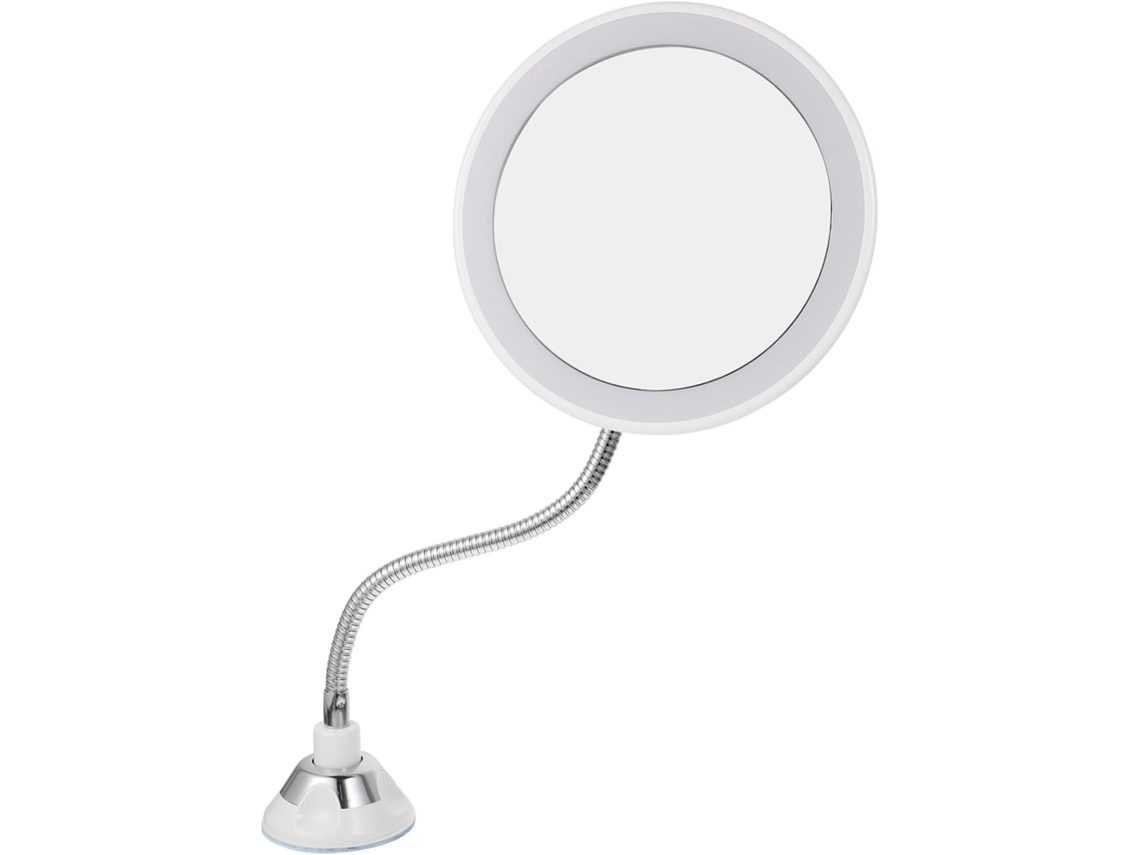 Espelho De Maquiagem Com Aumento E Ventosa, Compacto E Giratório, Com Led,