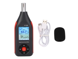 Yuru medidor de nível sonoro digital, LCD iluminado, saída CC, detector de ruído 30-130db | S/MARCA