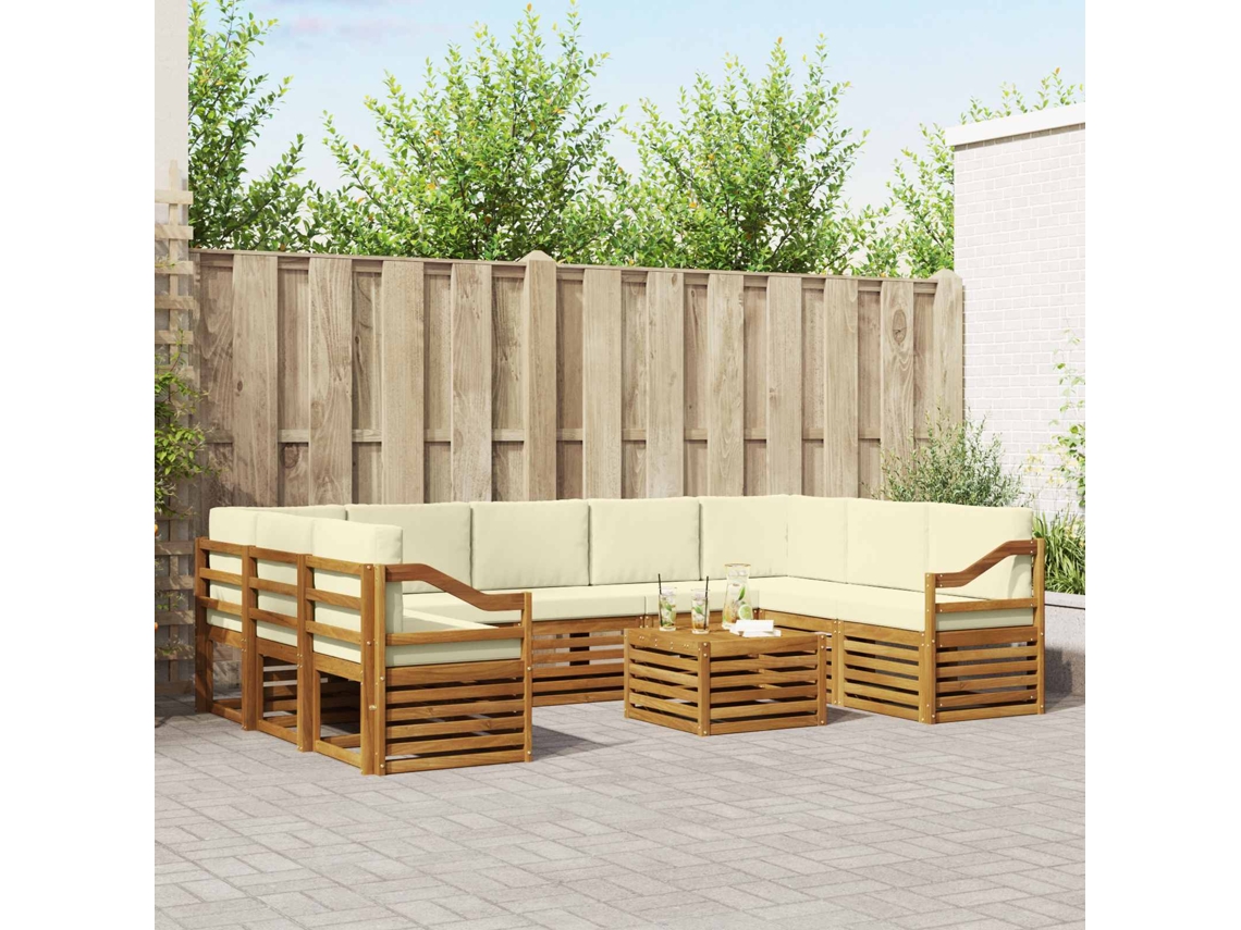 Vidaxl Conjunto De Sofás Para Exterior 10 Unid. Natural E Creme