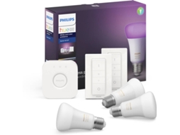 Kit 3 Lâmpadas Inteligentes + 2 Comandos + Bridge PHILIPS HUE  (E27 - Branco e cor)