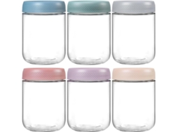 Conjunto De 6 Potes De Vidro Netany De 473 Ml (16 Oz) Para Aveia Overnight, Com Tampas Herméticas, Estilo Mason, Para Salada, Com Boca Larga. Ideais P