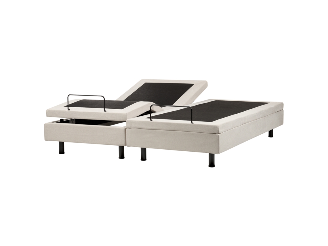 Cama Ajustable Sin Cabecero Beliani Castellan De Tela Beige 180x200x37