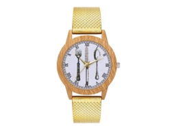 Reloj De Pulsera De Cuero Malla Zhoulianfa Para Hombre Mujer Moda Simple De Cuarzo T74-f (dorado)