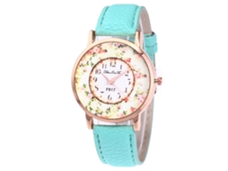 Relógio de Pulso Feminino de Quartzo com Pulseira de Couro Pu e Mostrador Redondo Simples (menta)
