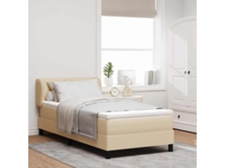 Vidaxl Cama Box Com Cabeceira Creme 100 X 200 Cm Tecido