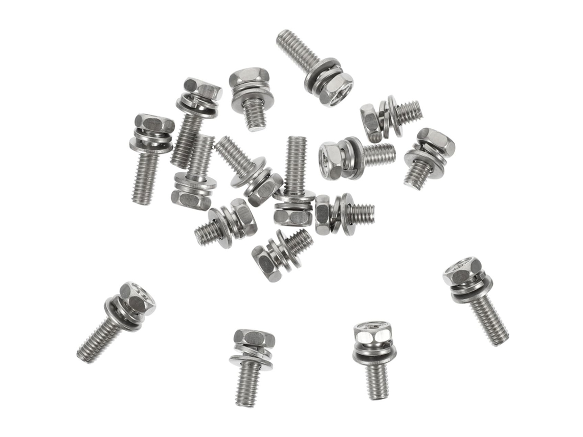 Conjunto De 18 Arruelas Aço Inoxidável, Parafusos E Porcas Com Design Hexagonal Para Uso Em Baterias De Motocicletas Na
