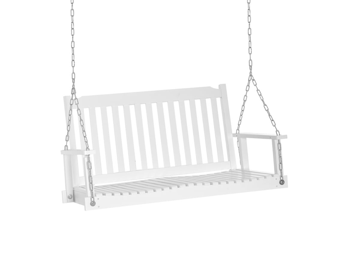 Balanço de jardim para 2 pessoas ZENCORE SERVICES banco suspenso madeira maciça 117x69x60cm branco
