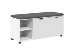 Banco de Hall com Almofada Liso Branco 100x38x46 cm