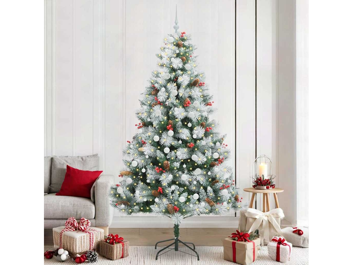 Vidaxl Árvore De Natal Artificial Com Fitas Led Verde E Branco 240 Cm