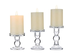Conjunto De 3 Portavelas De Vidro Transparente Para Velas De Pilar E Candelabro Com 2 Usos