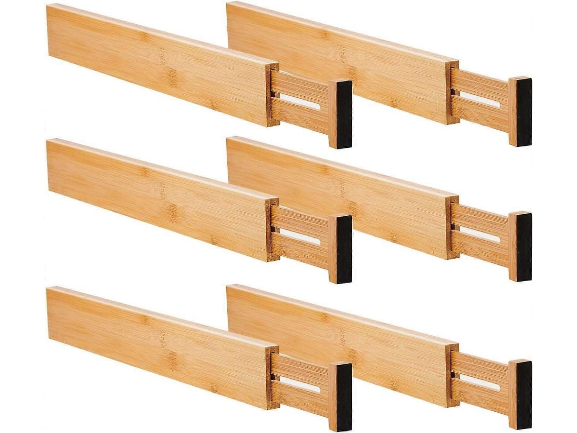 6 Divisórias De Gaveta Ajustáveis De Bambu, Expansíveis (16,5 A 22 Polegadas)-zscy